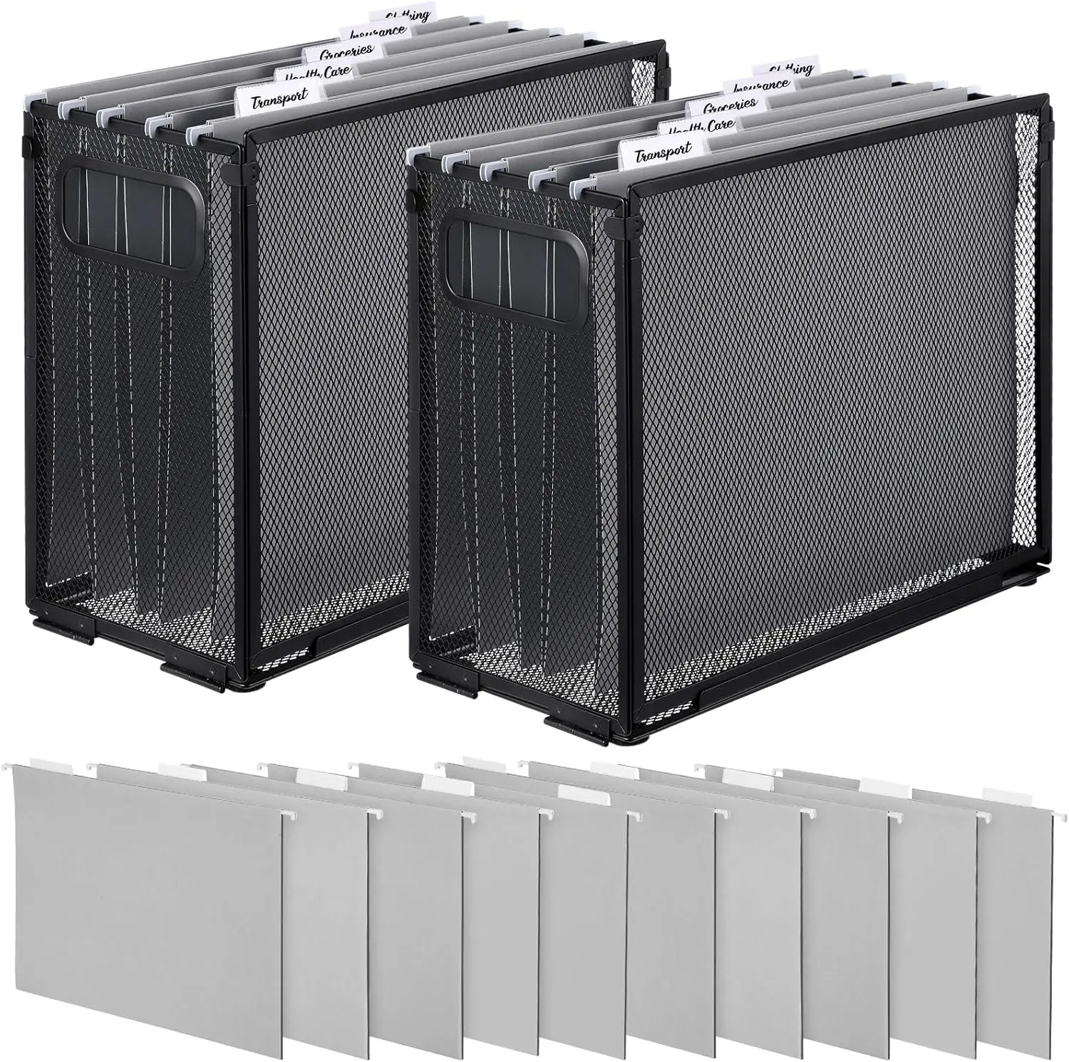 

Набор из 2 подвесных держателей для файлов, 10 подвесных папок, металлическая сетка, для хранения папок формата Letter, настольные органайзеры, для офиса и школы