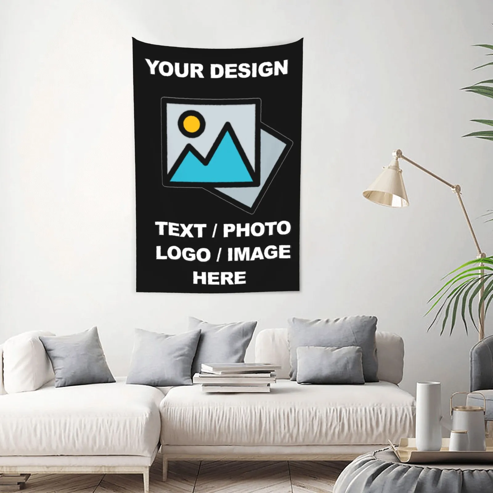 Custom Design Tapestry Personalized Photo Text Logo Wall Hanging Home Decor for Room Free Hooks Included Elevate Your Space