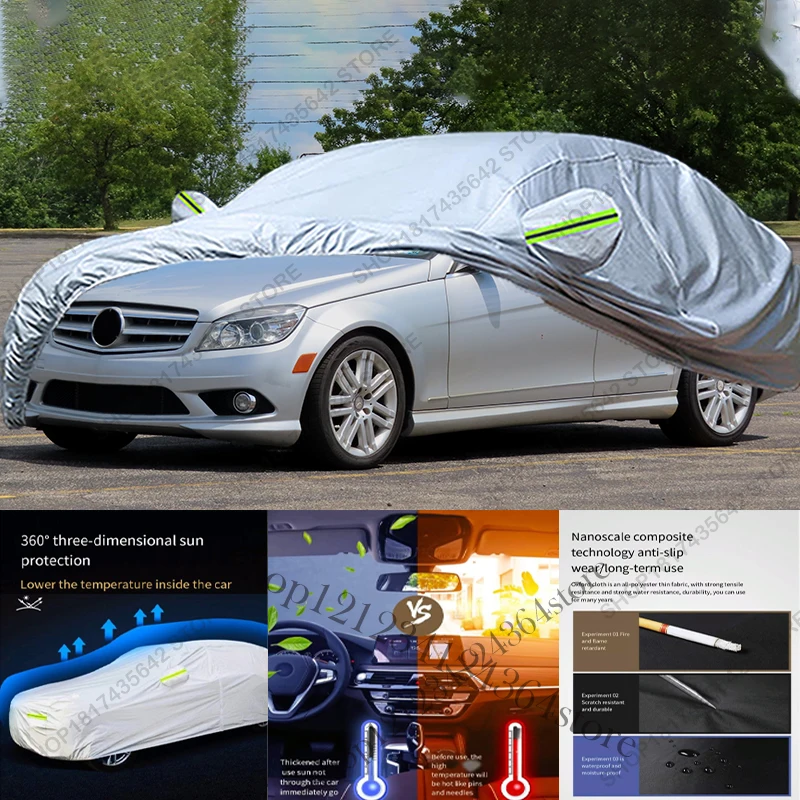 Volledige autohoes voor Mercedes Benz C-Klasse 2007-2014 W204, all-weather bescherming tegen zon, regen, UV, stof, voor buiten en binnen.