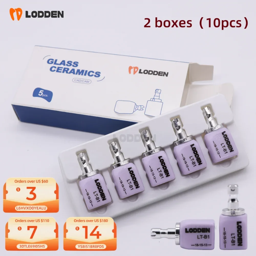 

2 Boxes Dental Lithium Disilicate C14 Glass Ceramic Blocks HT/ LT for Dental Lab CAD/CAM 18-15-13 Cube 10Pieces Lodden Materials