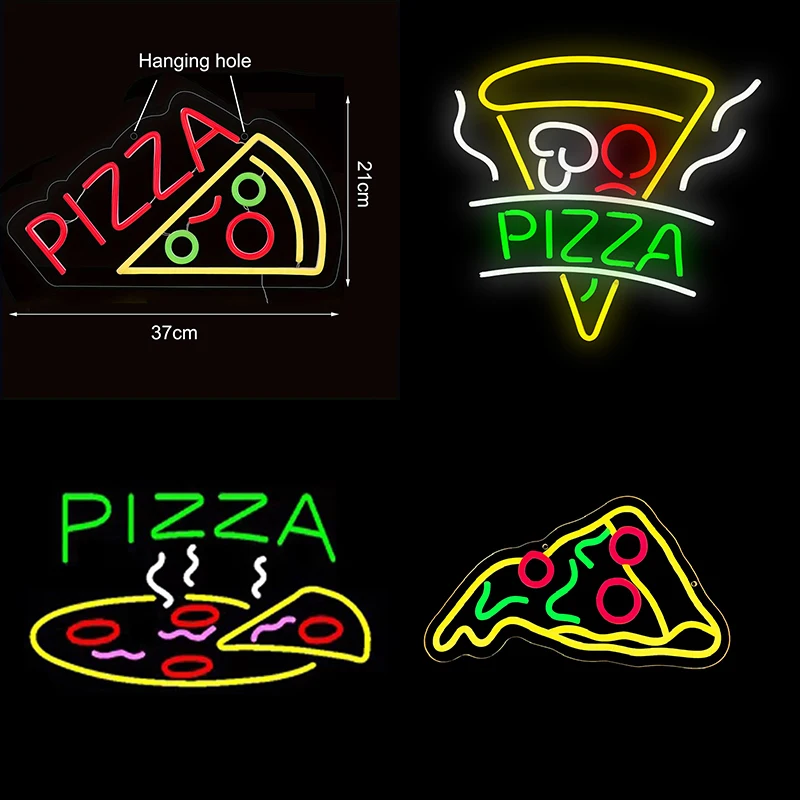 

LED Pizza Neon Sign Light Letter Pizzeria Decoration Lamp Night Light Custom Neon Restaurant Kitchen Store USB plug with Dimmer