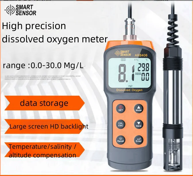 

AR8406 Portable Digital Dissolved Oxygen Analyzer Detector Meter DO/Water Quality Tester SMART SENSORfor aquaculture fish pond