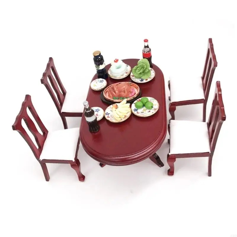 J2hd cadeira vintage brinquedo modelo realista casa boneca realista do vintage fingir jogar jantar conjunto