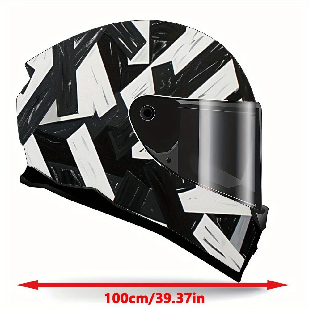 Full Face Helmet Decals with Abstract Black and White pattern - Durable and Waterproof PVC, self-adhesive Motorcycle Racing Helm
