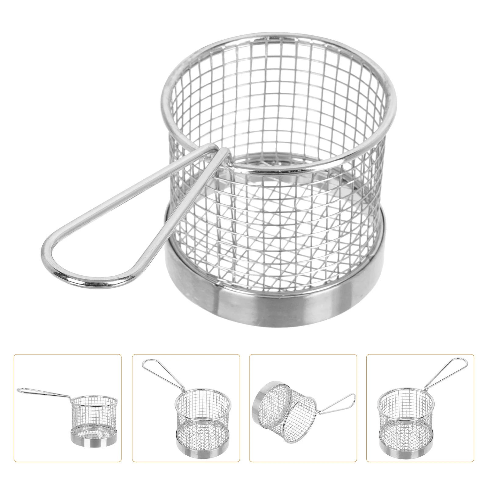 

1pcs Stainless Steel Fry Basket Long Handle Dense Oil Drain Holes Home Party Outdoor Use Kitchen Gadget Colander Tool French
