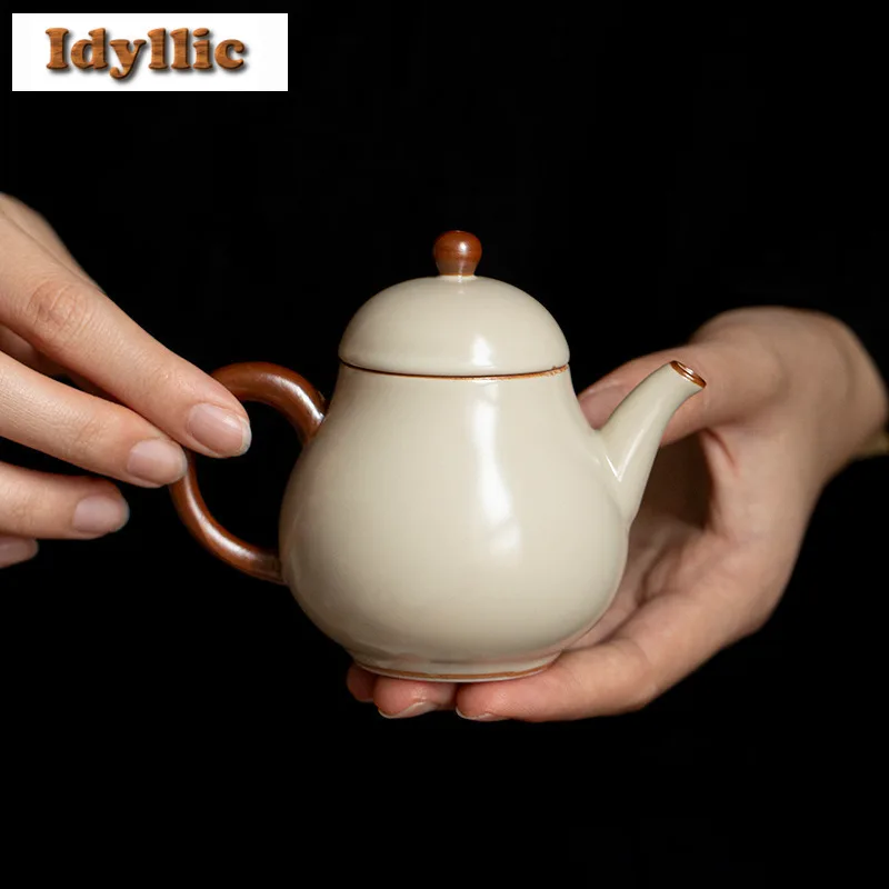 

135ml Congealed Fat Autumn Kettle Teapot Boutique Tea Infuser Pot Tea Brewing Kettle With Strainer Oolong Tea Tea Ceremony Craft