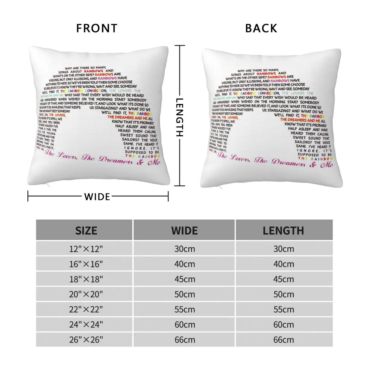 The Rainbow Connection Square Pillowcase Polyester Linen Velvet Creative Zip Decorative Pillow Case Home Cushion Cover