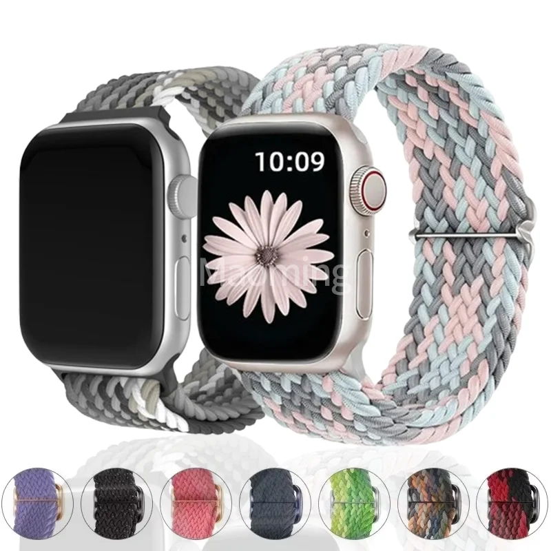 

Braided Loop Strap For Apple Watch Band 42/46mm 45/41mm 38/40mm 44mm 49mm Nylon Solo Bracelet iWatch Series 10 9 SE 8 7 6 Ultra2