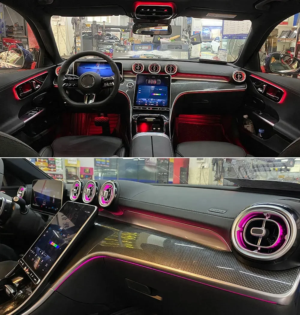 

Для Mercedes W206 C-Class переднее и заднее вентиляционное отверстие 64-цветный комплект окружающего освещения