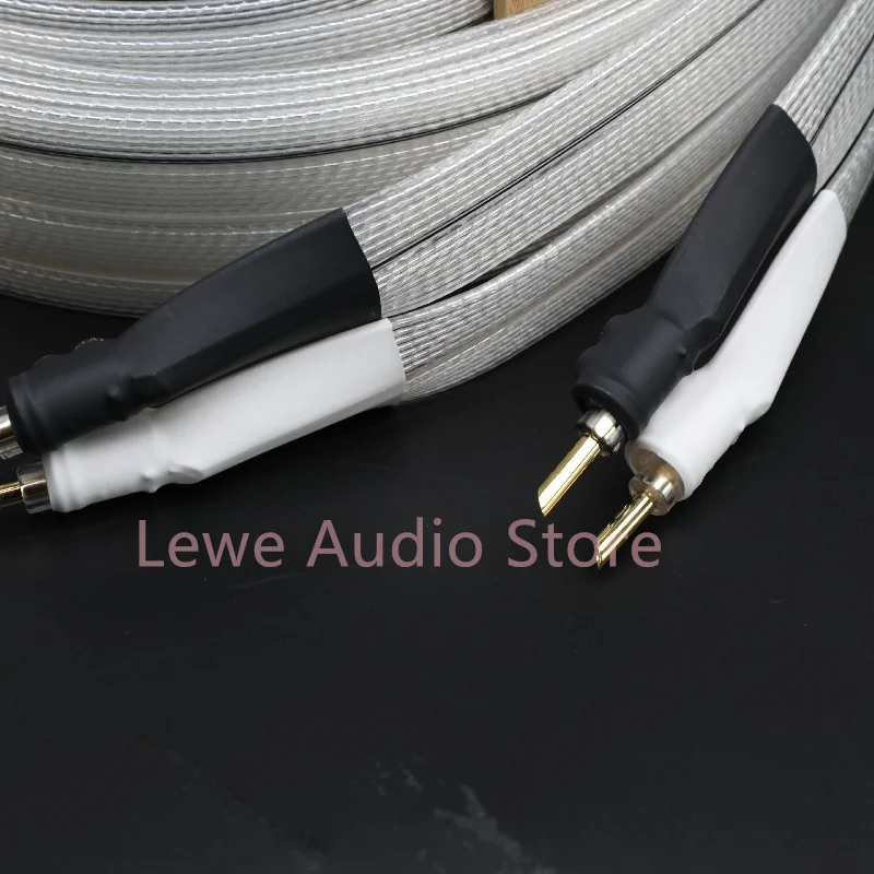 1 pair  8N OCC silver plated conductor speaker cables paired with pure copper gold-plated banana plug shovel