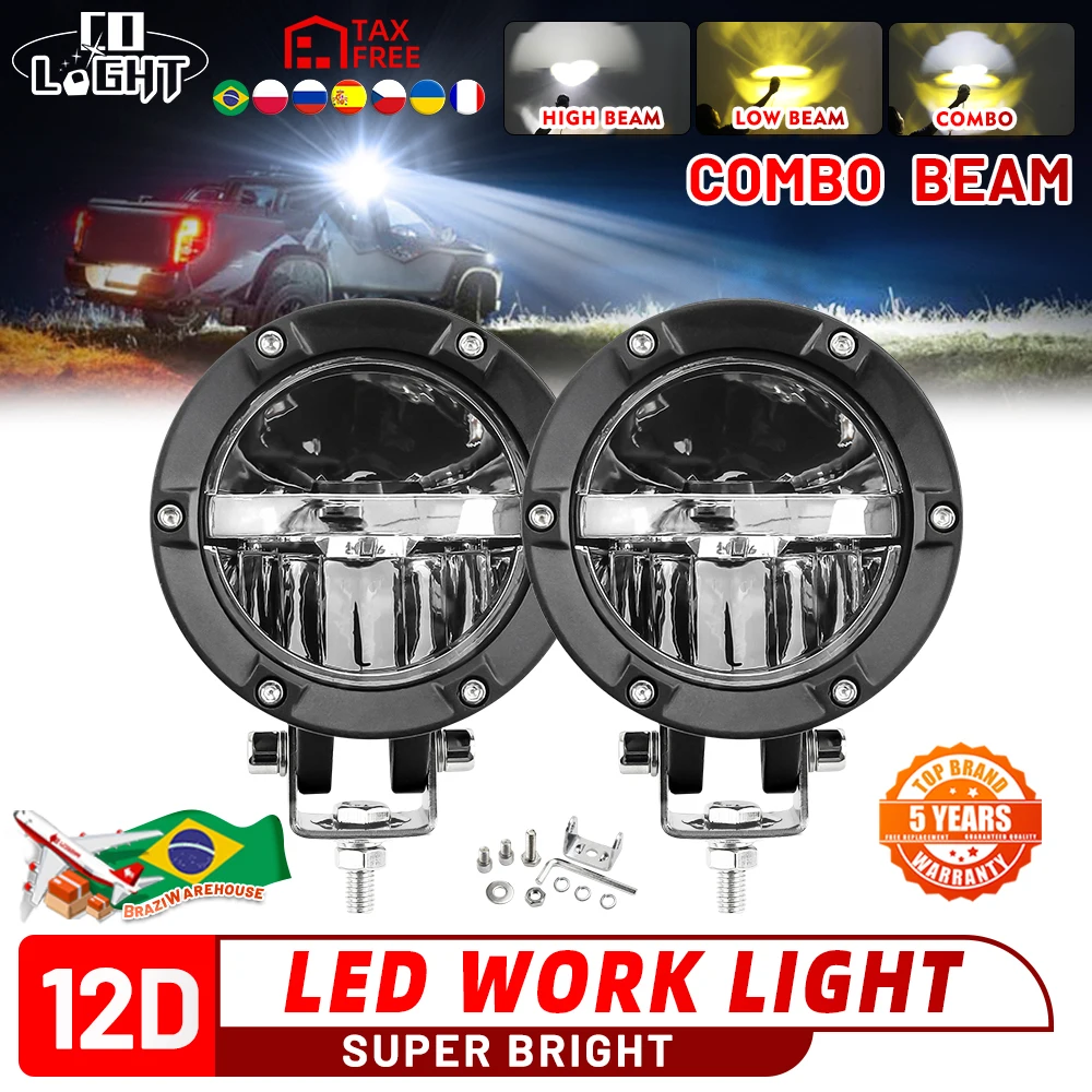 

CO LIGHT Motorcycle Led Pods 4 Inch Round Led Offroad Fog Light 6500K 3500K Driving Lights Auxiliary Light for Motor SUV ATV 12V