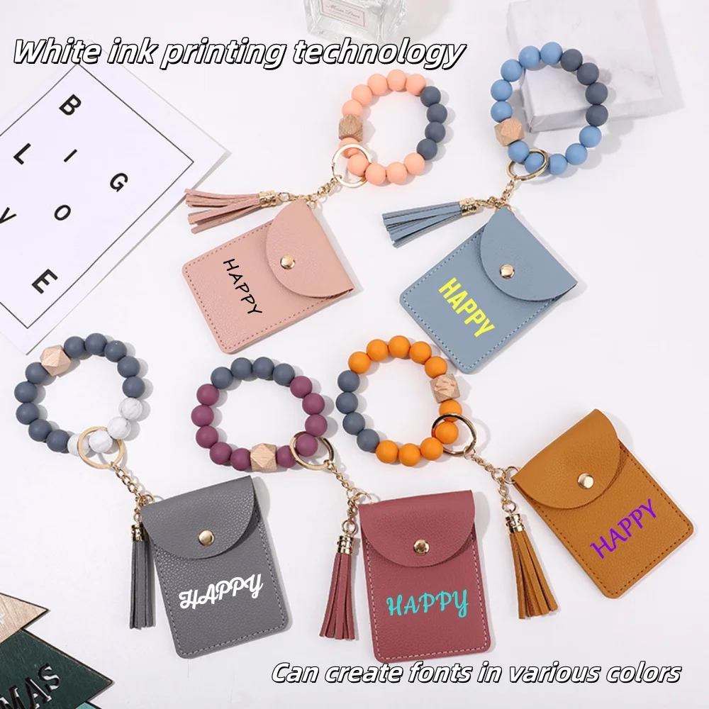 

Индивидуальные персонализированные модные силиконовые бусины женский браслет-карта на заказ кожаная кисточка с несколькими слотами для карт портмоне держатель для карт