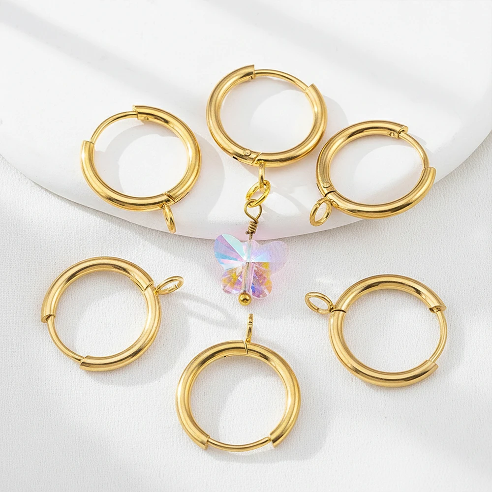 2pcs 10pcs Stainless Steel Earrings Accessories Base Earring Hook With Hole Women French Earring Settings for DIY Jewelry Making view 2