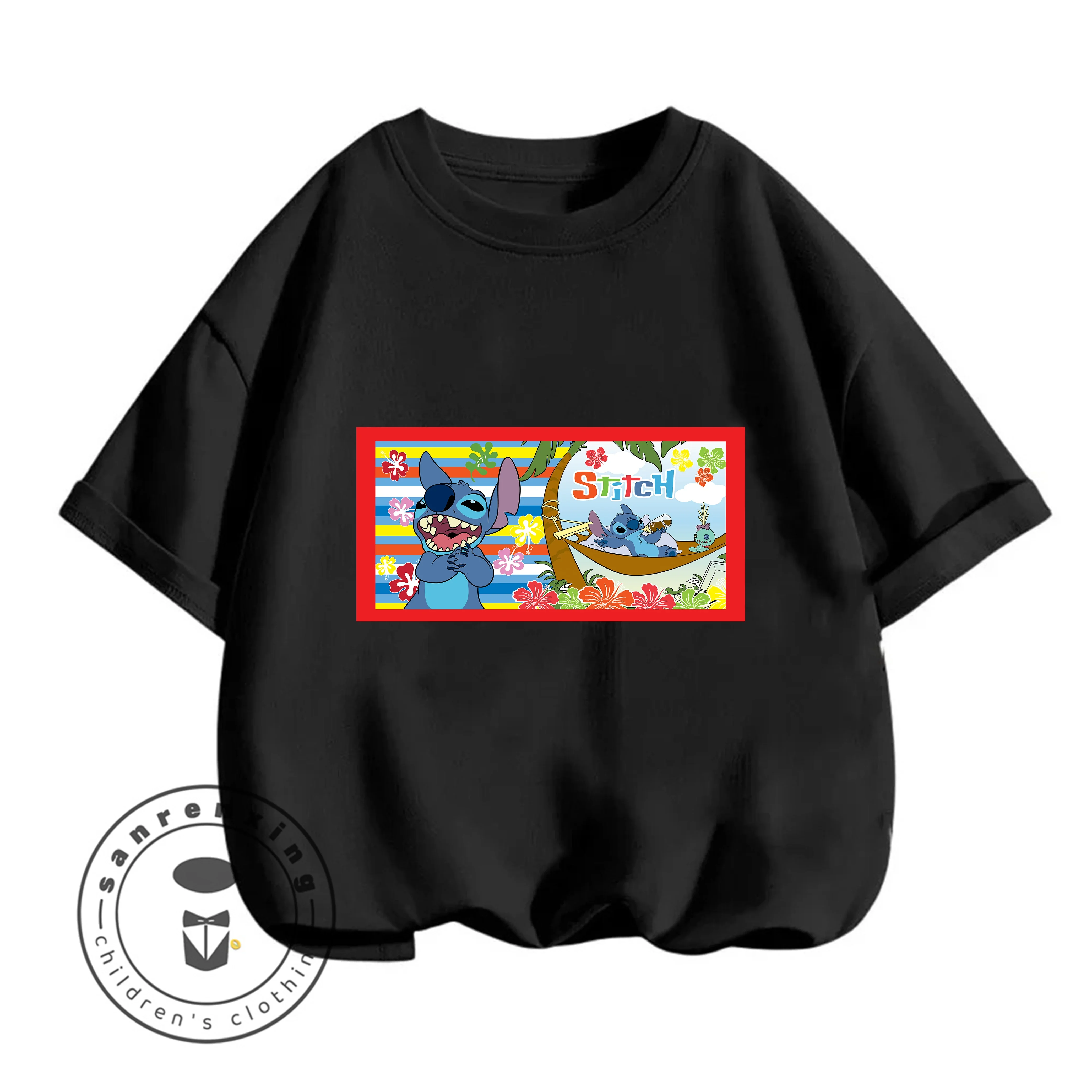 

Новая модная футболка с коротким рукавом для детей и подростков с мультяшным 2D-принтом Стич, летний повседневный топ, хит продаж для мальчиков и девочек