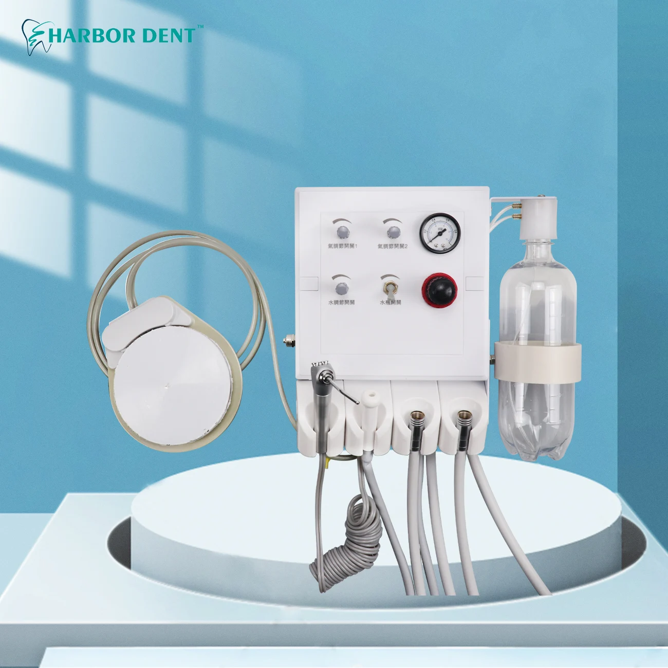 Dental Turbine Unit With 3 Way Sryinge High Low Speed Hanpiece Tube Foot Pedal Wall Mounted Turbine Dentistry Lab Portable