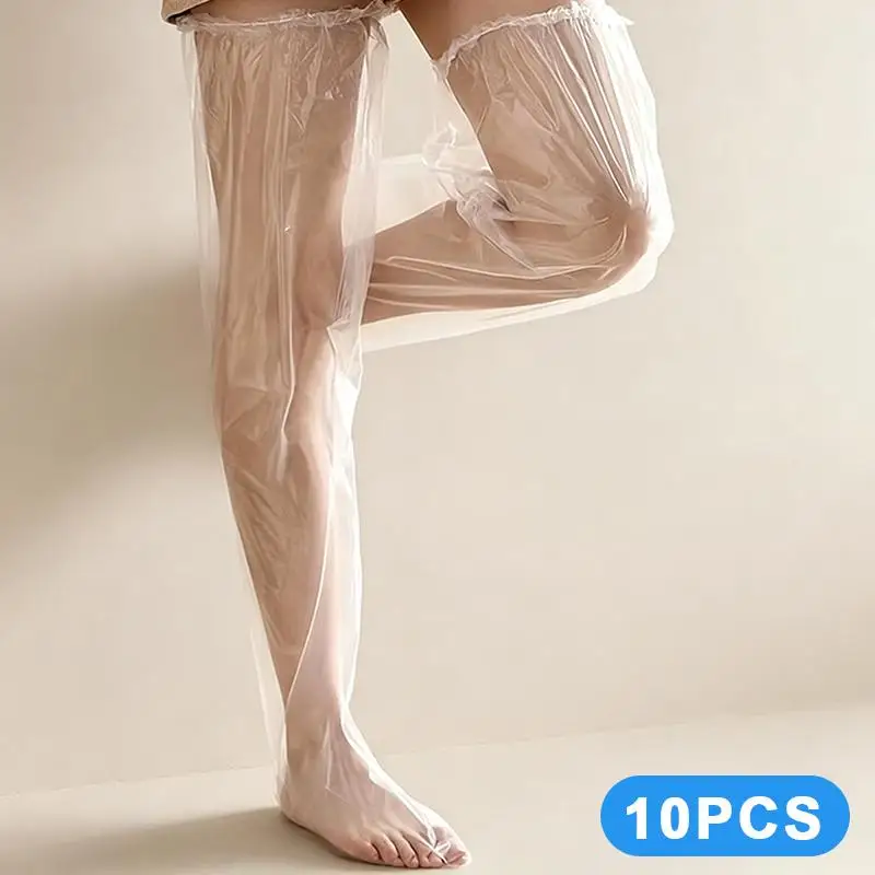 10 Stück, wiederverwendbare, transparente Kunststoff-Beinmasken mit elastischen Rändern für eine intensive Feuchtigkeitspflege, ideal für die Beinpflege zu Hause. – Detail 1