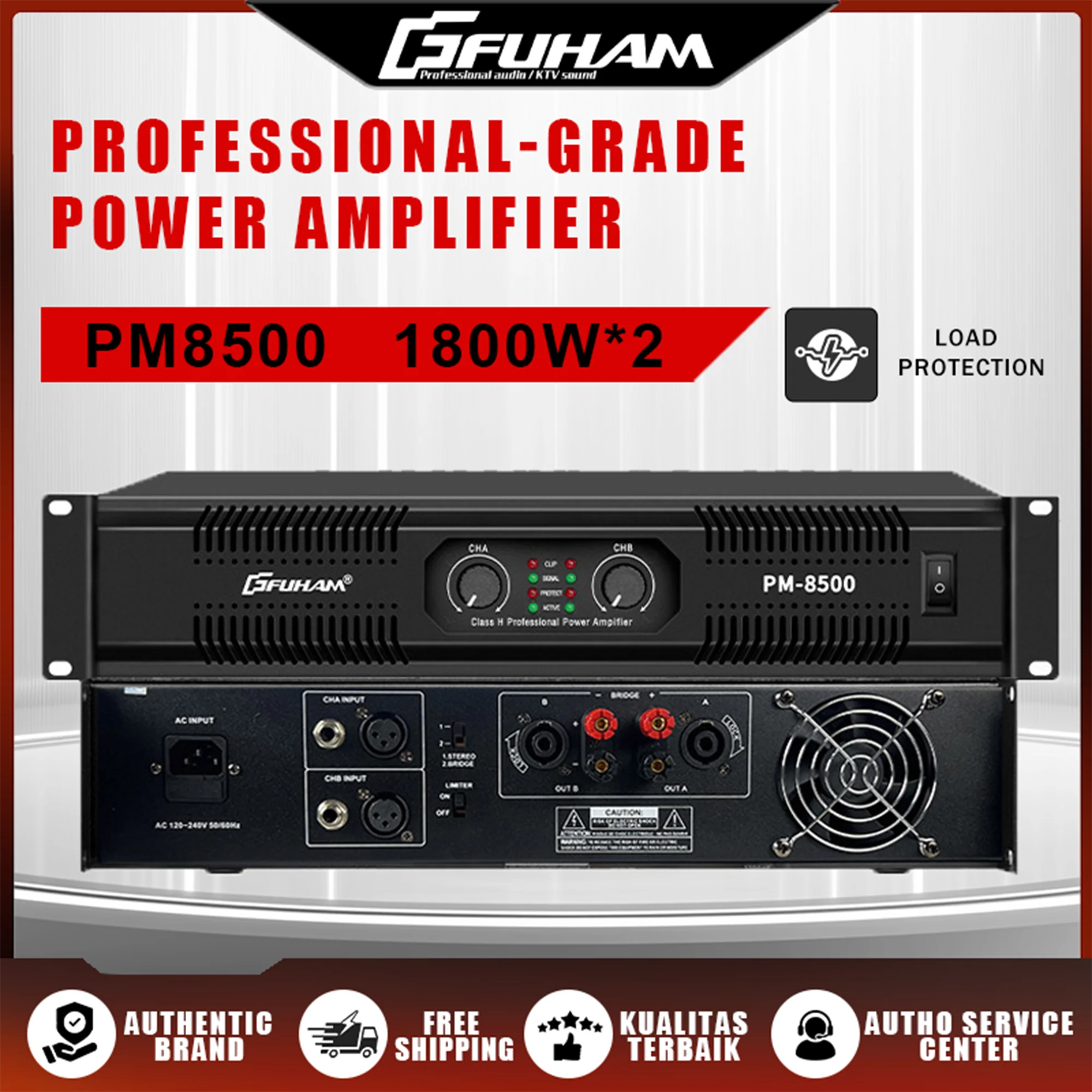 FUHAM PM8500 1800W 2-Channel Pure Power Amplifier Professional Stereo Audio Amp for DJ Stage Disco Live Karaoke Speaker