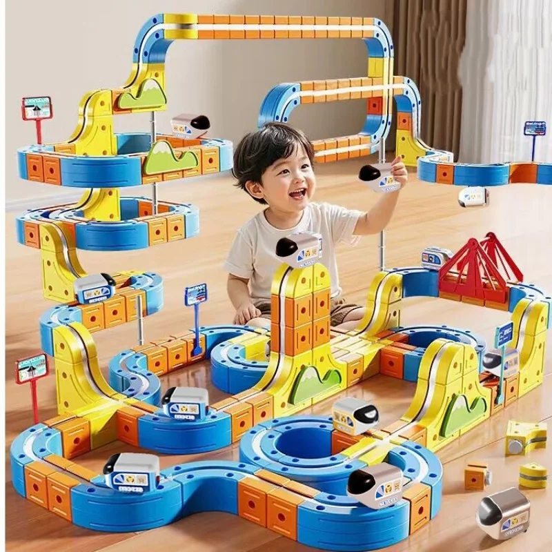 

Magnetic Track Train Set STEM Montessori Toy Electric Magnetic Track Train for Kids - DIY Tracks Brain Development Learning Set