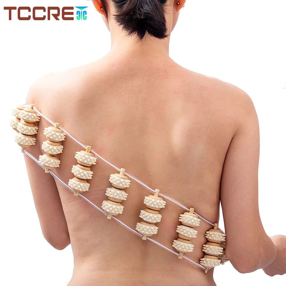 

Wood Therapy Massage Tool, Back Massage Roller Rope, Deep Tissue Lymphatic Drainage Massager for Body Shaping Muscle Pain Relief