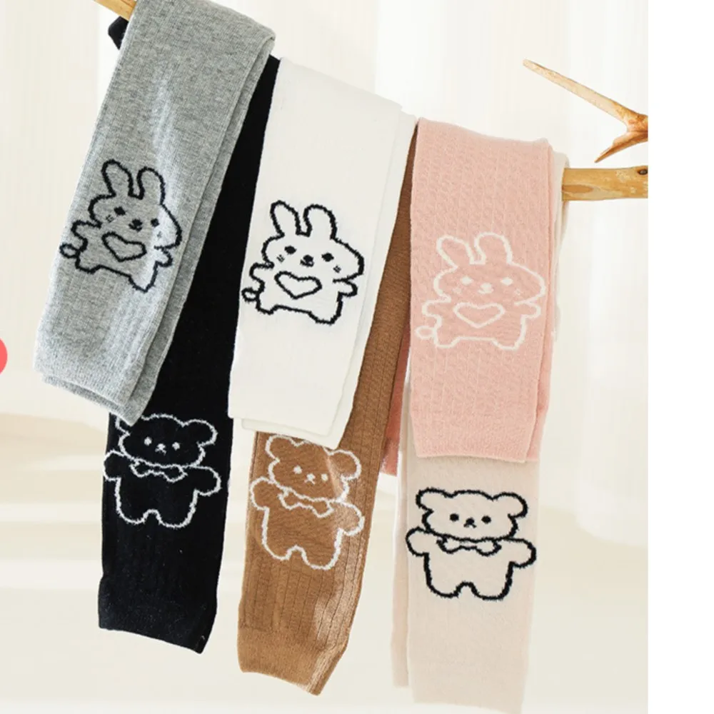 Children nine minutes of pants newborn thick combed cotton render height girl pantyhose cute bear baby wear tights