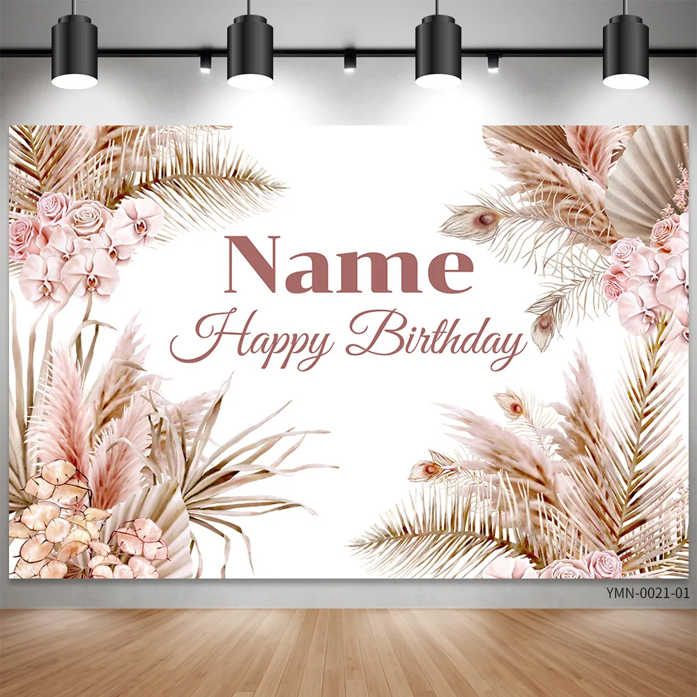

Customized Name Flowers Jungle Decorative Backdrop Birthday Party Favor Suitable For Birthday Mitzvah Photography Background