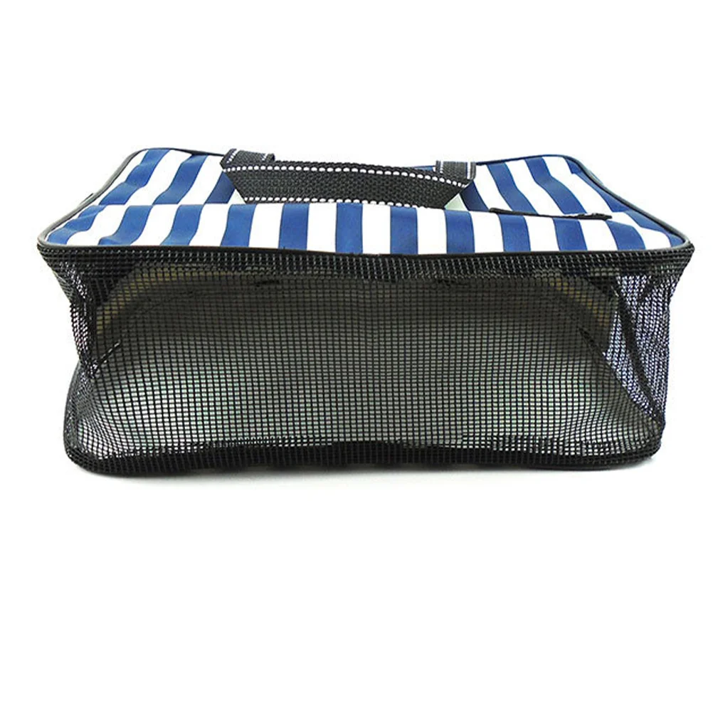 

1Pcs Waterproof Bathing Bag Blue White Stripe Foldable Portable Large Capacity Travel Shower Tote Storage Organizer