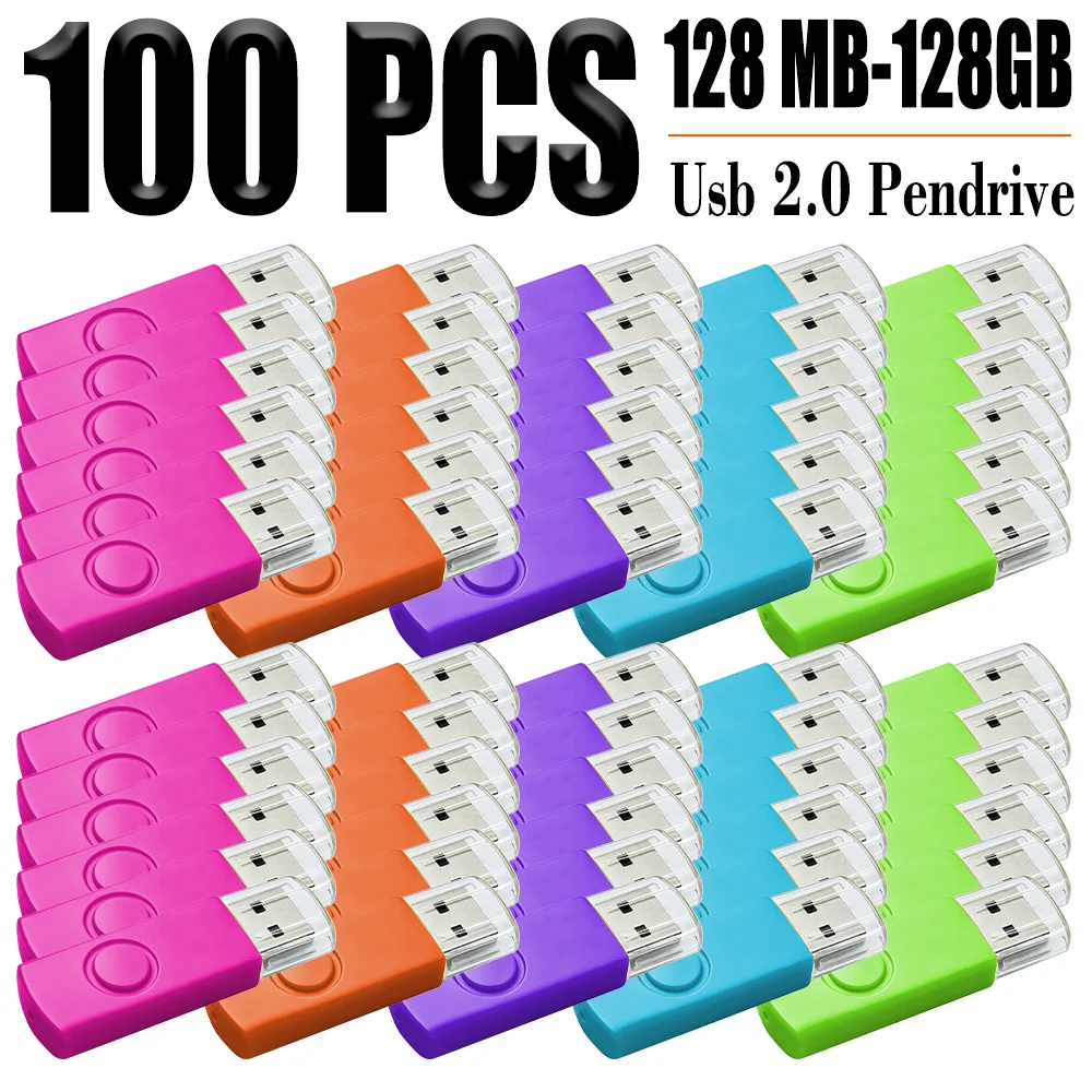 100PCS/Lot USB Flash Drive 2.0 64GB Pen Drive 4GB 8GB 16GB Pendrive 32GB Memory Stick 128GB USB Storage Stick U-Disk Gift Key