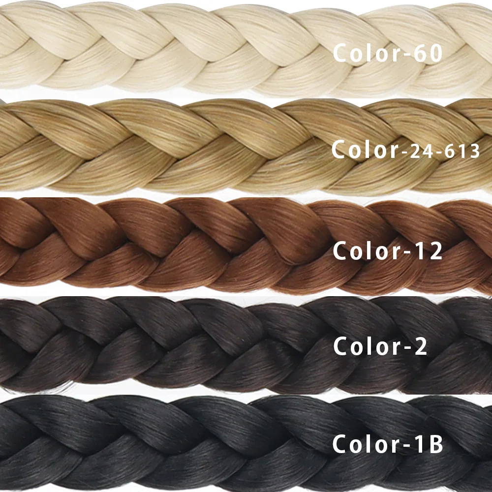 Synthetic Braided Ponytail Elastic Rubber Band Tied Women's Ponytail Accessories Natural Hair Extension Kinky Straight Ponytail