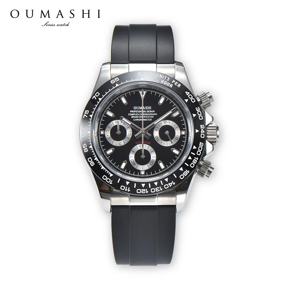 

Мужские часы с резиновым ремешком из нержавеющей стали, повседневный хронограф, многофункциональные спортивные кварцевые часы, водонепроницаемые часы с сапфировым стеклом VK63