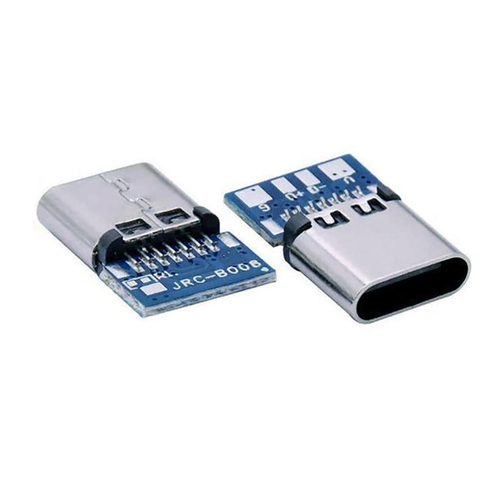 6PCS USB 3.1 Type C Connector Simple USB C Socket Breakout 14 Pin with Board Socket Female Solder Wires Fast Charging Interface