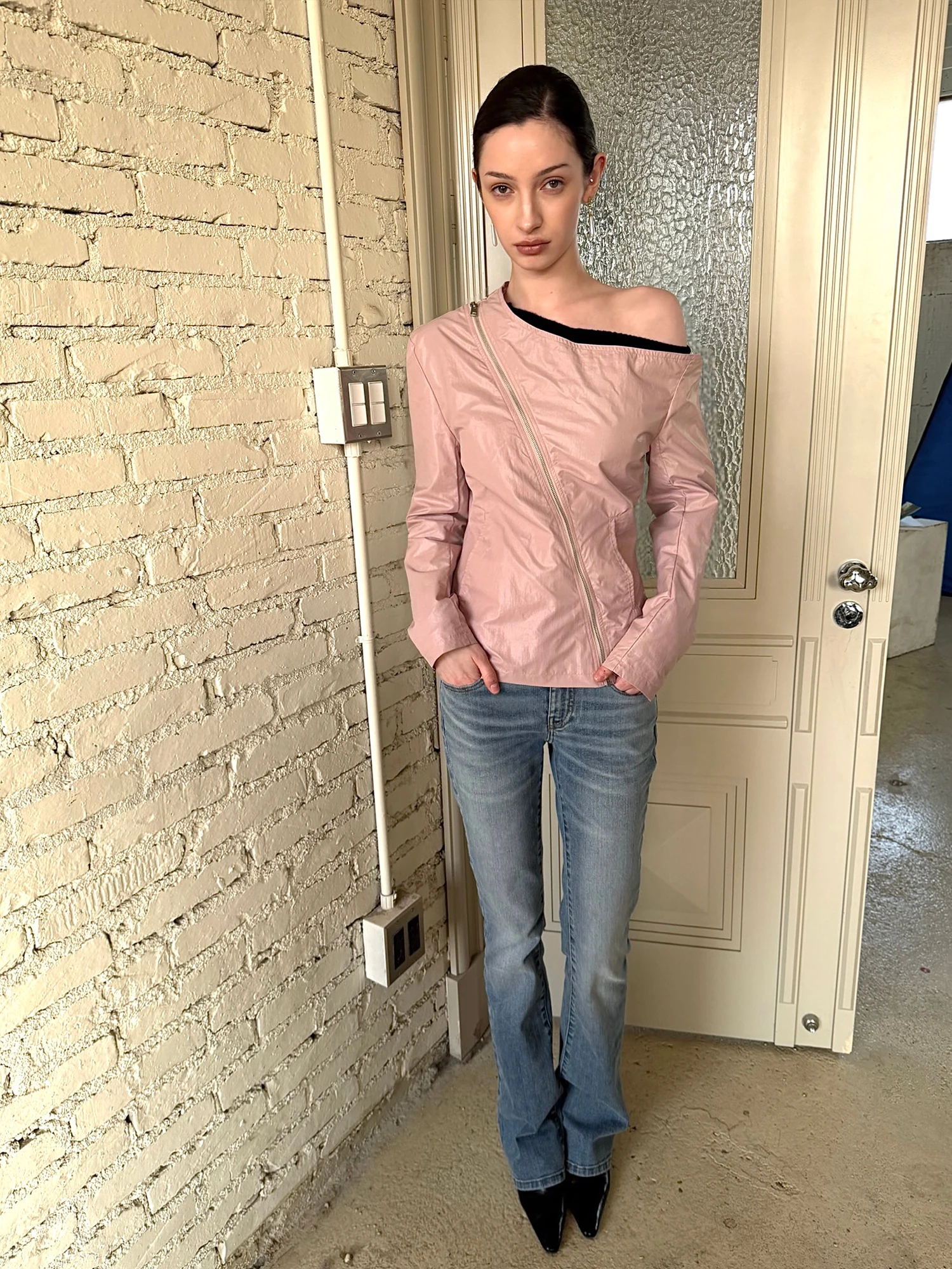 

Повседневная женская розовая куртка на молнии с прямым кроем, весенняя новинка, верхняя одежда