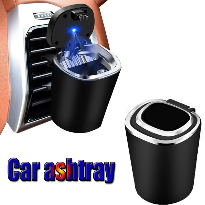 

Car Ashtray Cup Portable One-button Open Lid LED Light Ash Holder Retardant Cigarette Holder Detachable