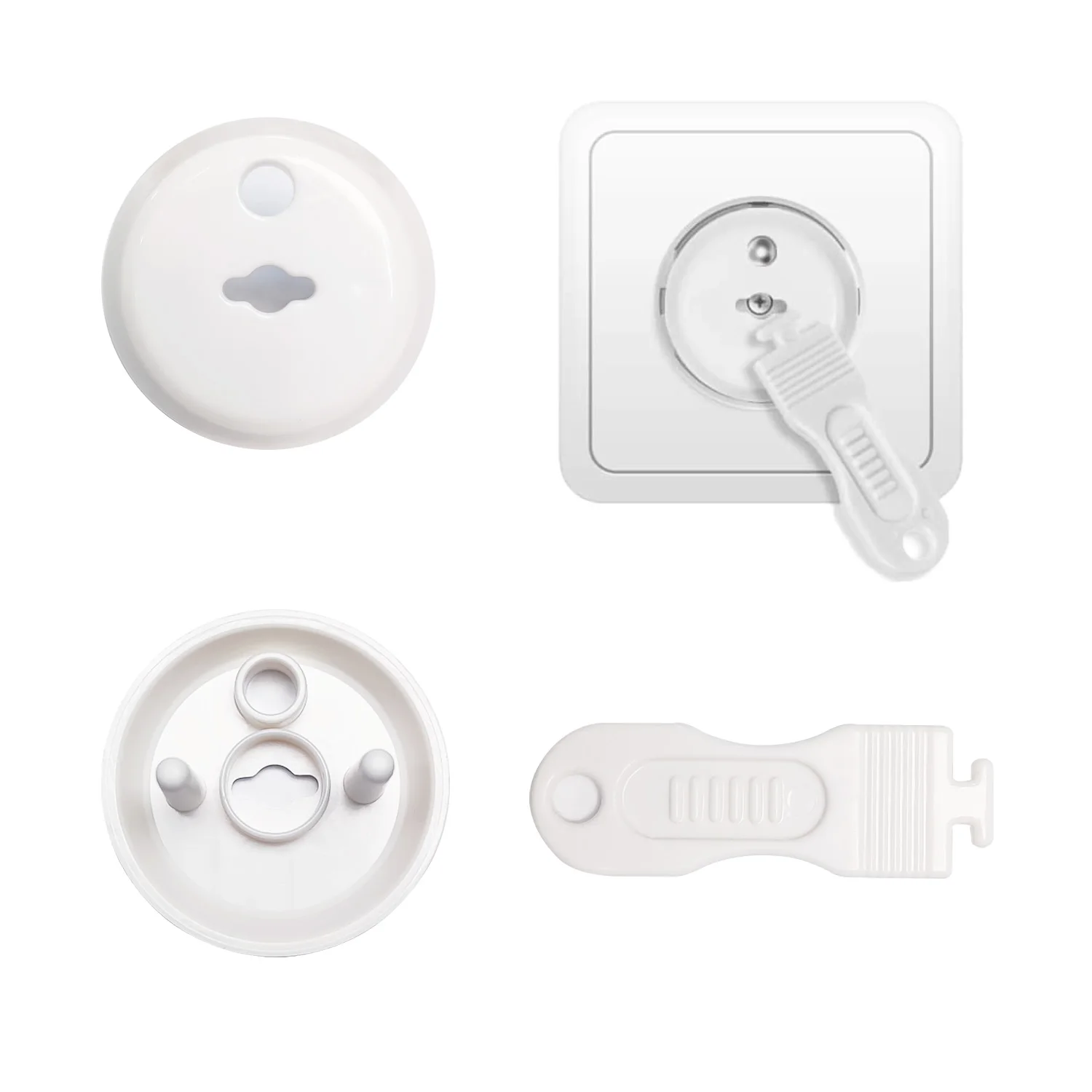 Baby proofing French socket cover with key Europe standard wall mounted Anti-electric baby safety outlet plug cover