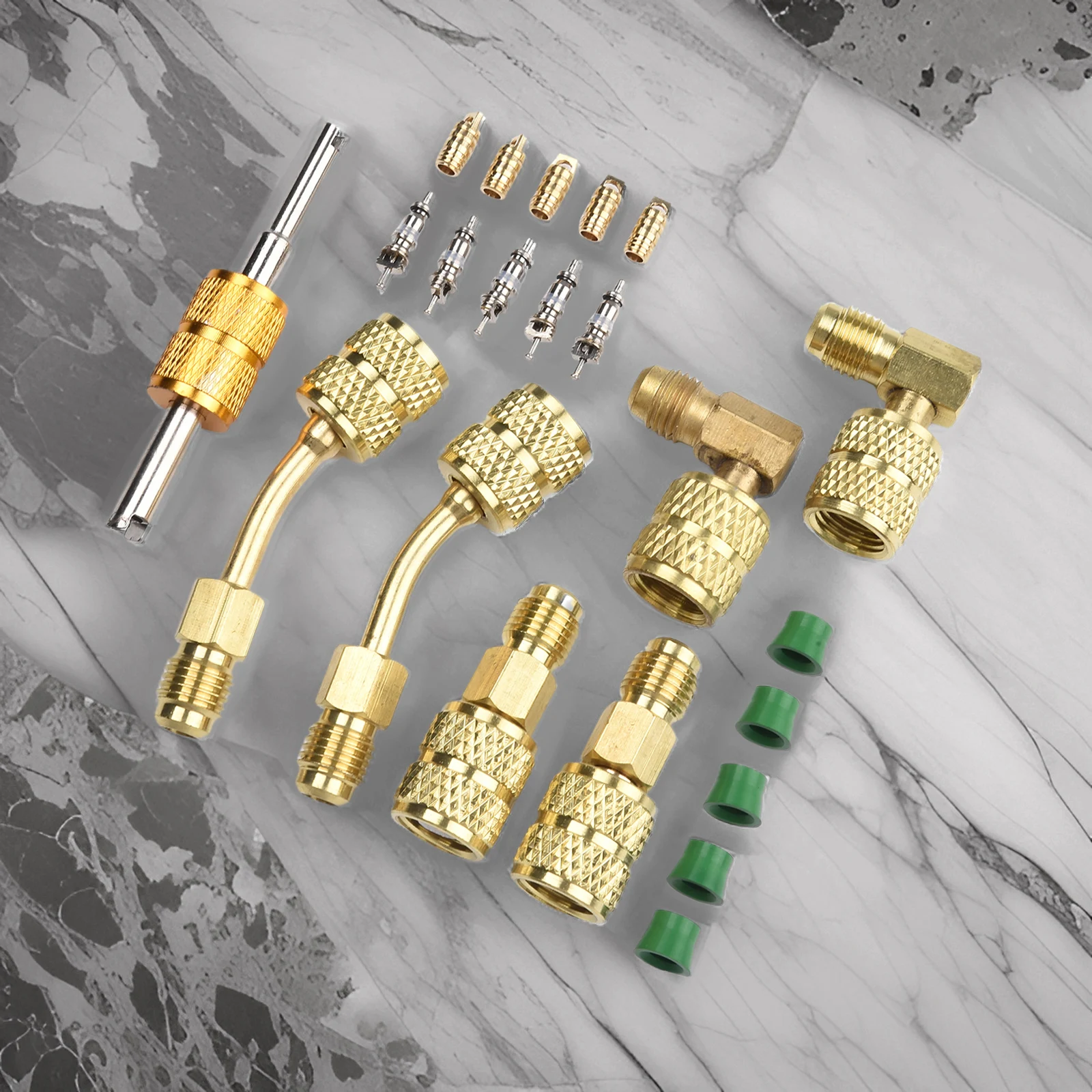 

Комплект адаптеров 1/4SAE-5/16SAE R410, разделенный адаптер, без опасности, оптимальная производительность, разъем для шланга холодильного оборудования AD B