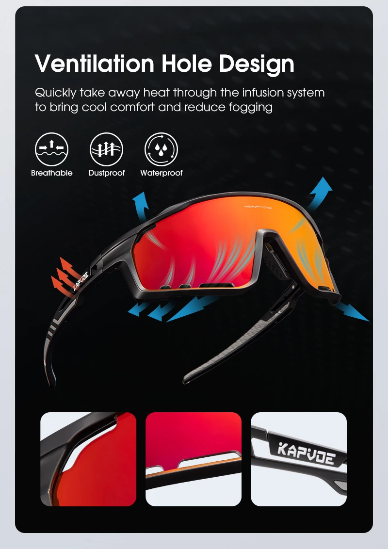KAPVOE Radfahren Sonnenbrille Frauen Outdoor Sport UV400 Brille Männer Fahren Fahrrad Radfahren Gläser Bike Road Mountain Brillen – Detail 10