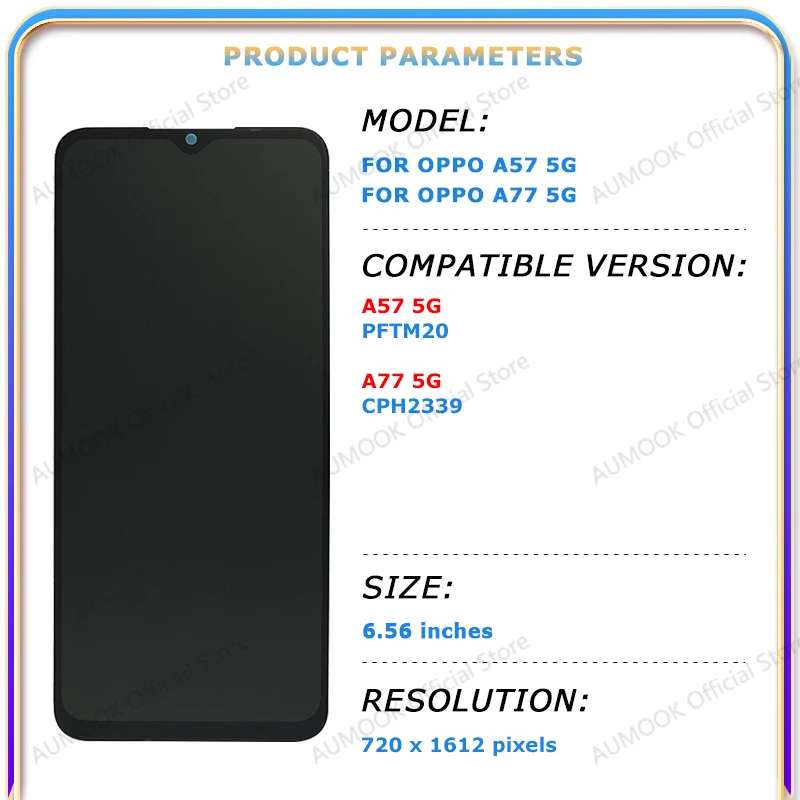 Wyświetlacz IPS LCD do Oppo A57 5G PFTM20 A77 5G CPH2339 Ekran Dotykowy Digitizer Zespół Panel Wyświetlacz LCD Części Zamienne do Naprawy — zdjęcie produktu 2