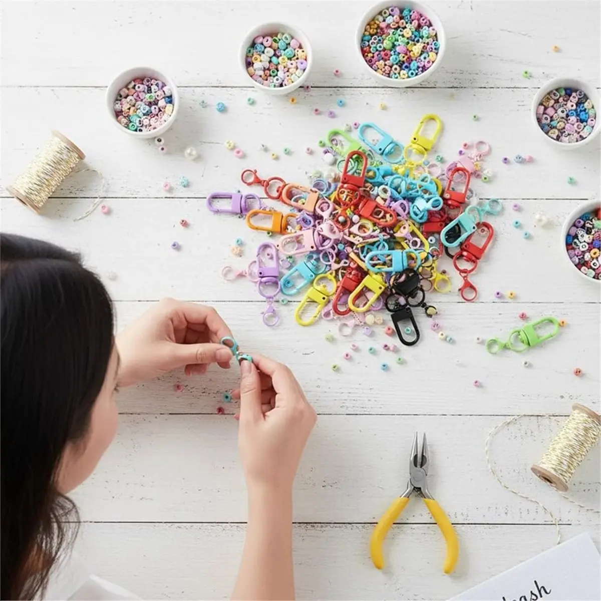 giftnew 36Pcs Colorful Swivel Snap Hook Keychain Clips, 12 Color Lobster Claw Clasps for DIY Crafts, Jewelry Making & Bag Charms
