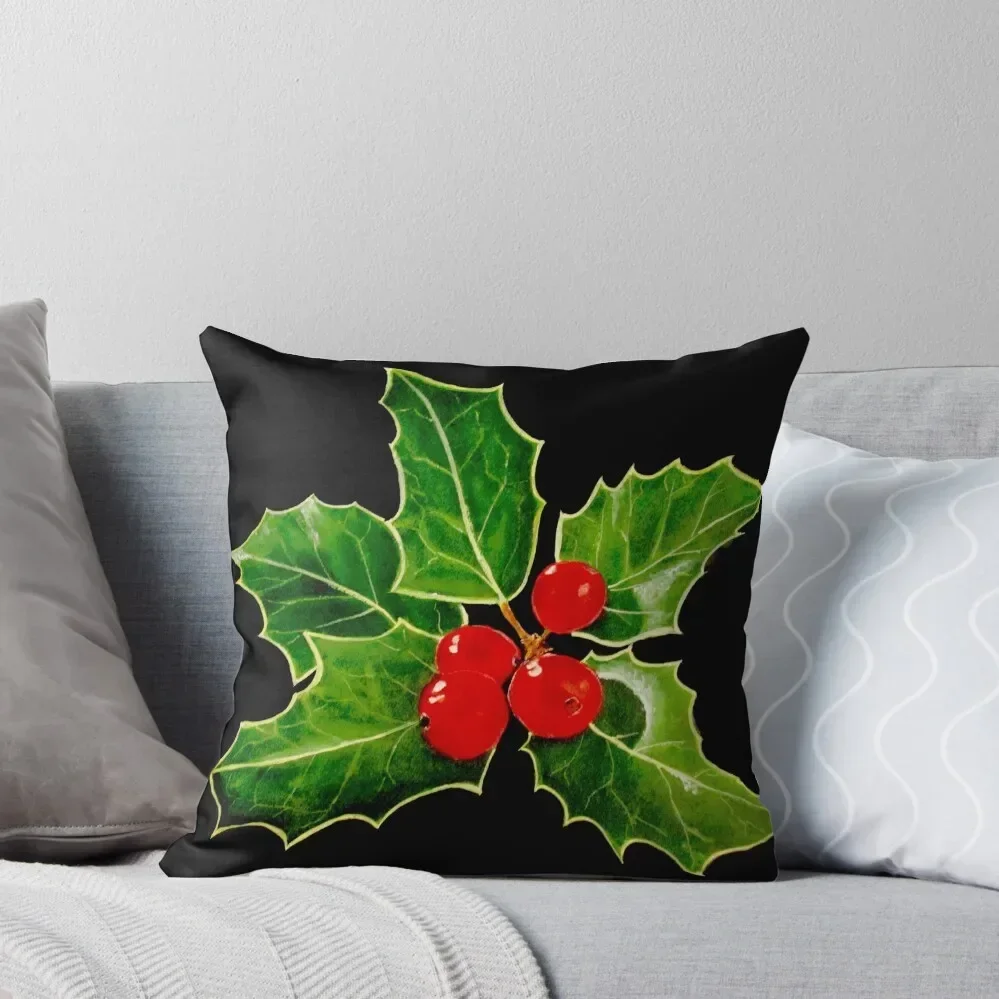 Holly Throw Pillow Luxury Pillow Case Sofa Cover Christmas Pillow