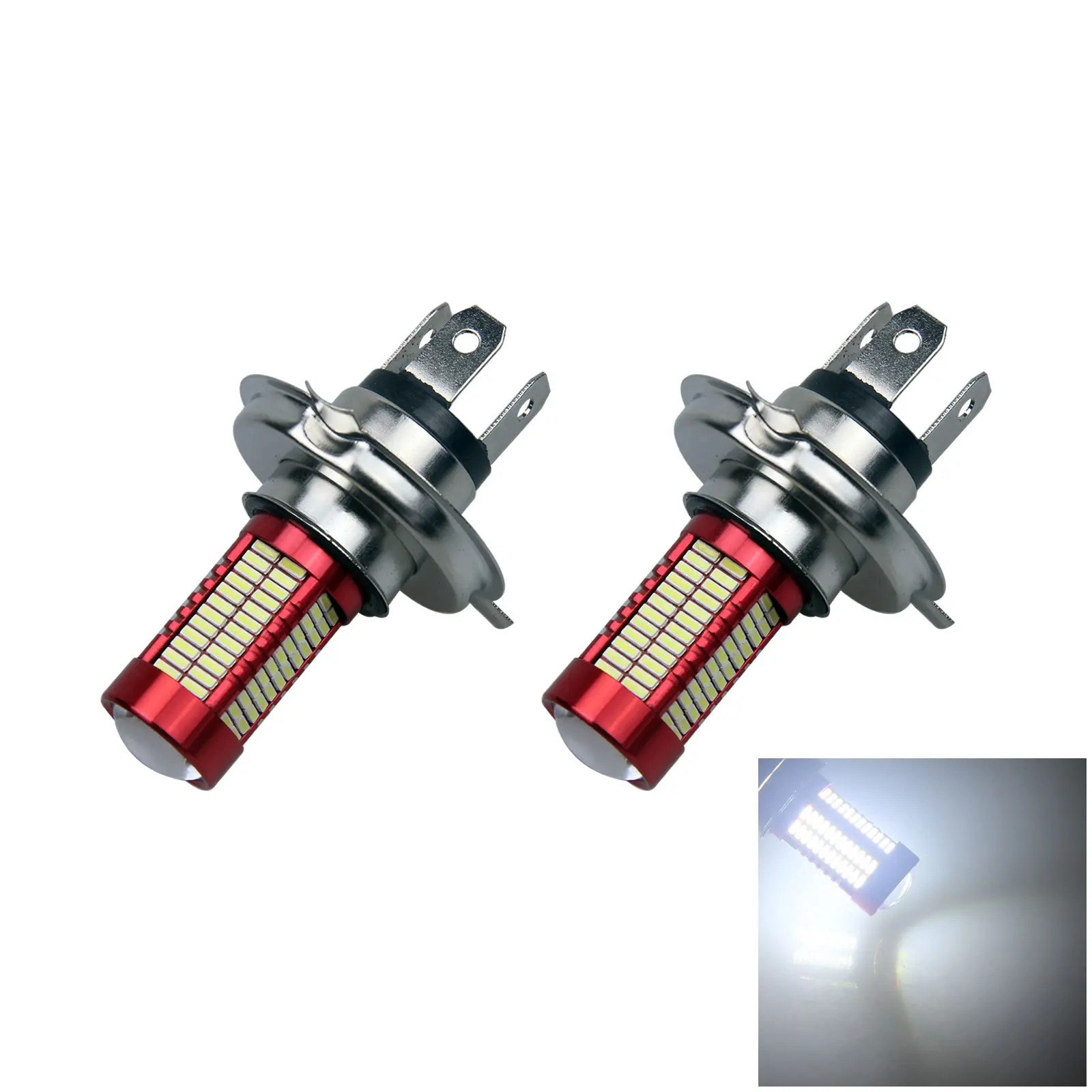 2x White AUTO H4 Rear Lamp Turn Light 12V-24V No Polar 106 3014 SMD LED IEC7005-39 Z2838