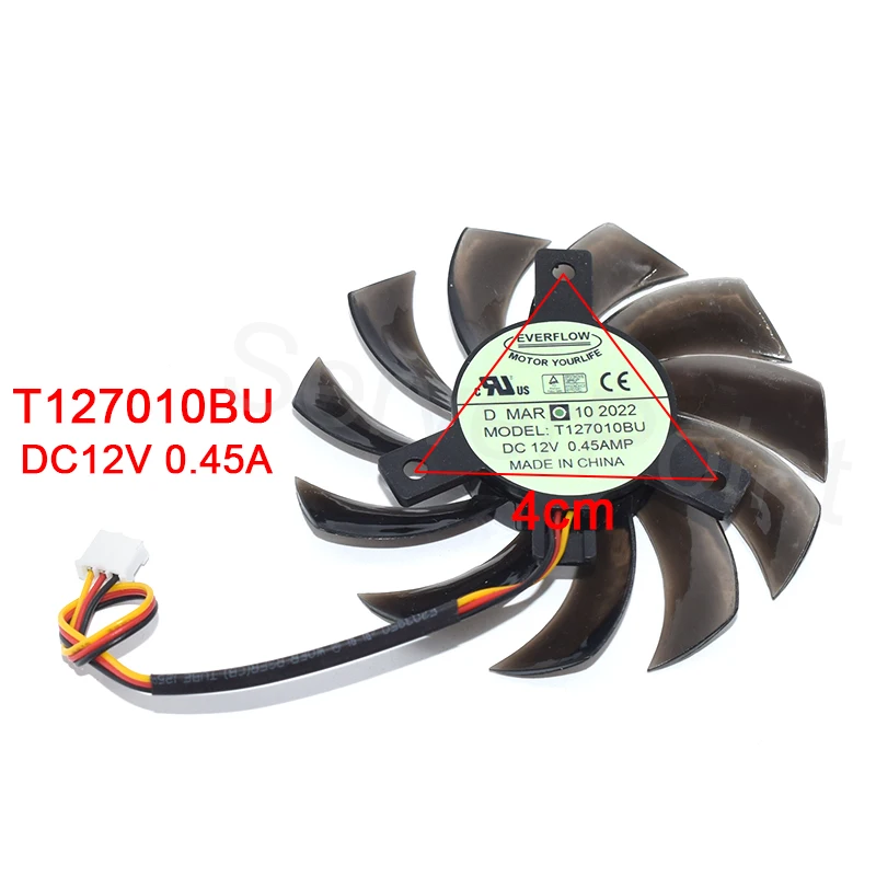 Ventilador de refrigeración de 3 cables para tarjeta gráfica T127010BU DC12V 0.45A 7,5 cm