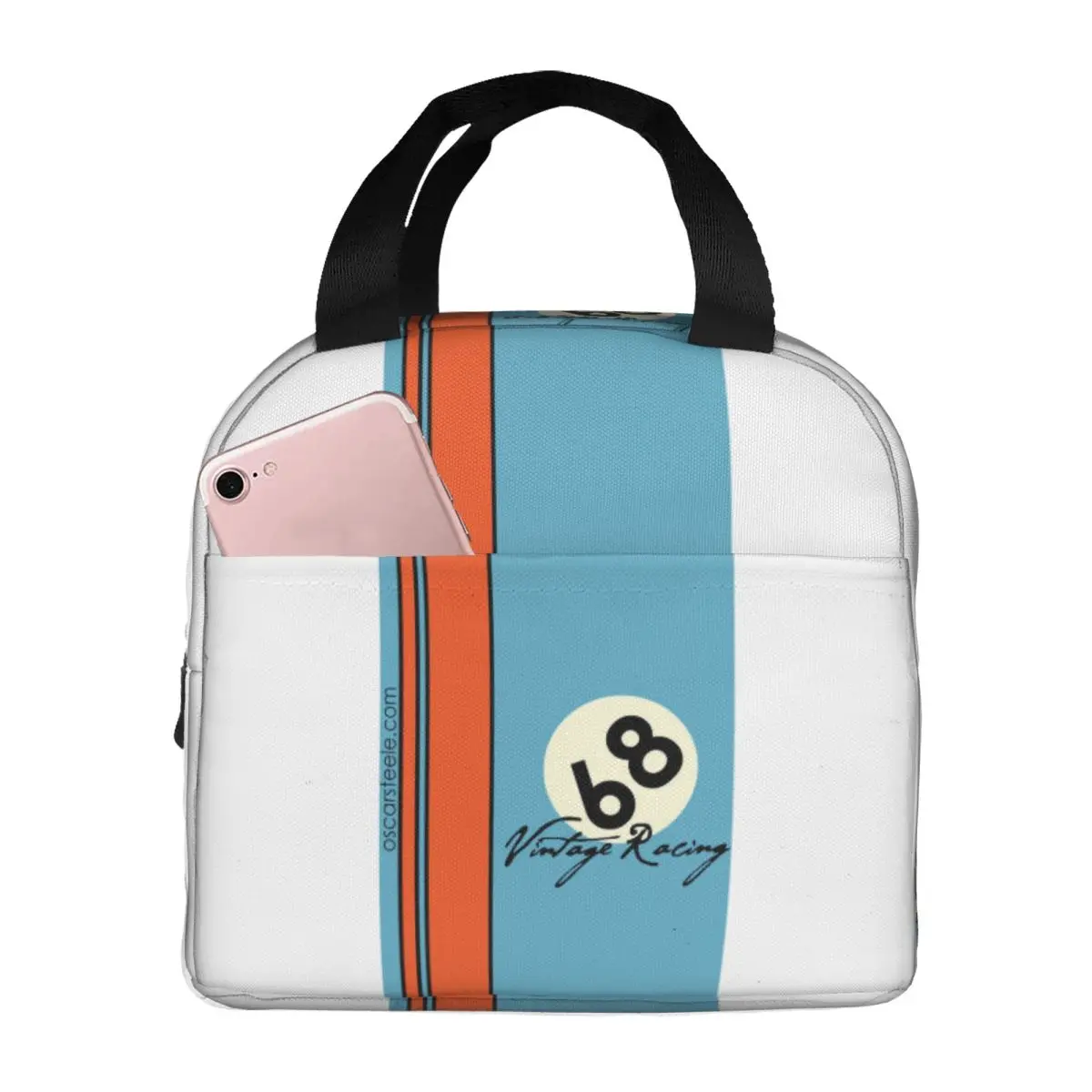 68 Racing Car Portable Lunch Boxes for Women Waterproof Cooler Thermal Food Insulated Lunch Bag For School Office