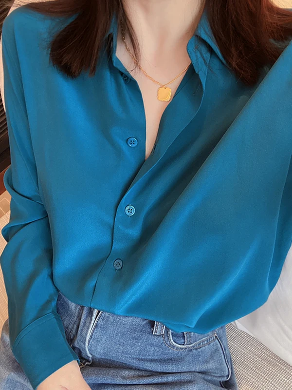 

Ele Classic Soft Silk Long Sve irt Новые 25-цветные романтические Peaco Blue Высококачественные удобные дышащие женские туфли...