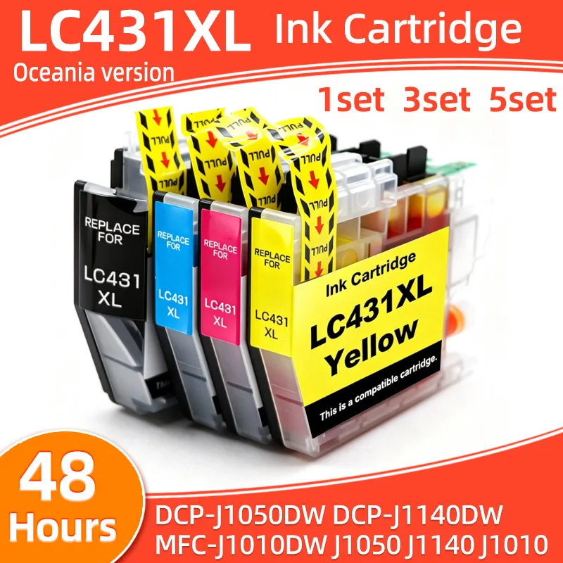1-5set Australia New Zealand LC431 LC431XL Ink Cartridge Compatible For Brother DCP-J1050DW J1140DW MFC-J1010DW J1050 Printer