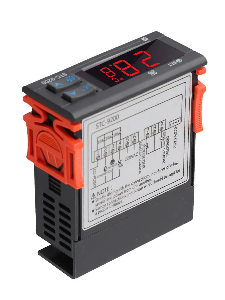 Refrigeration Dual Sensors Thermostat Defrost Controller Electronic Measuring Range Mounting Hole Packing List