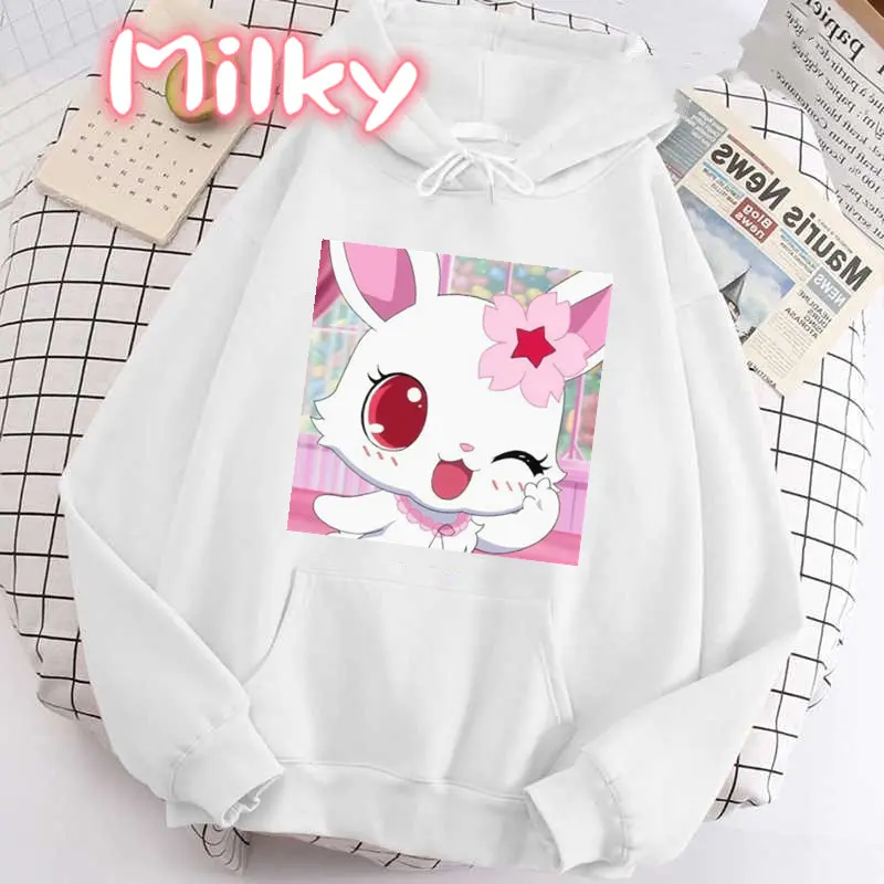 Fashion Cute Jewelpets Graphic Printed Long Sleeve Sweatshirt Women's Hooded Autumn Winter Fleece Printing Sweater for Teenager