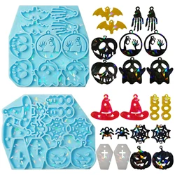 DIY Halloween Earrings Crystal Epoxy Resin Mold Pumpkin Skull Coffin Pendant Silicone Mold