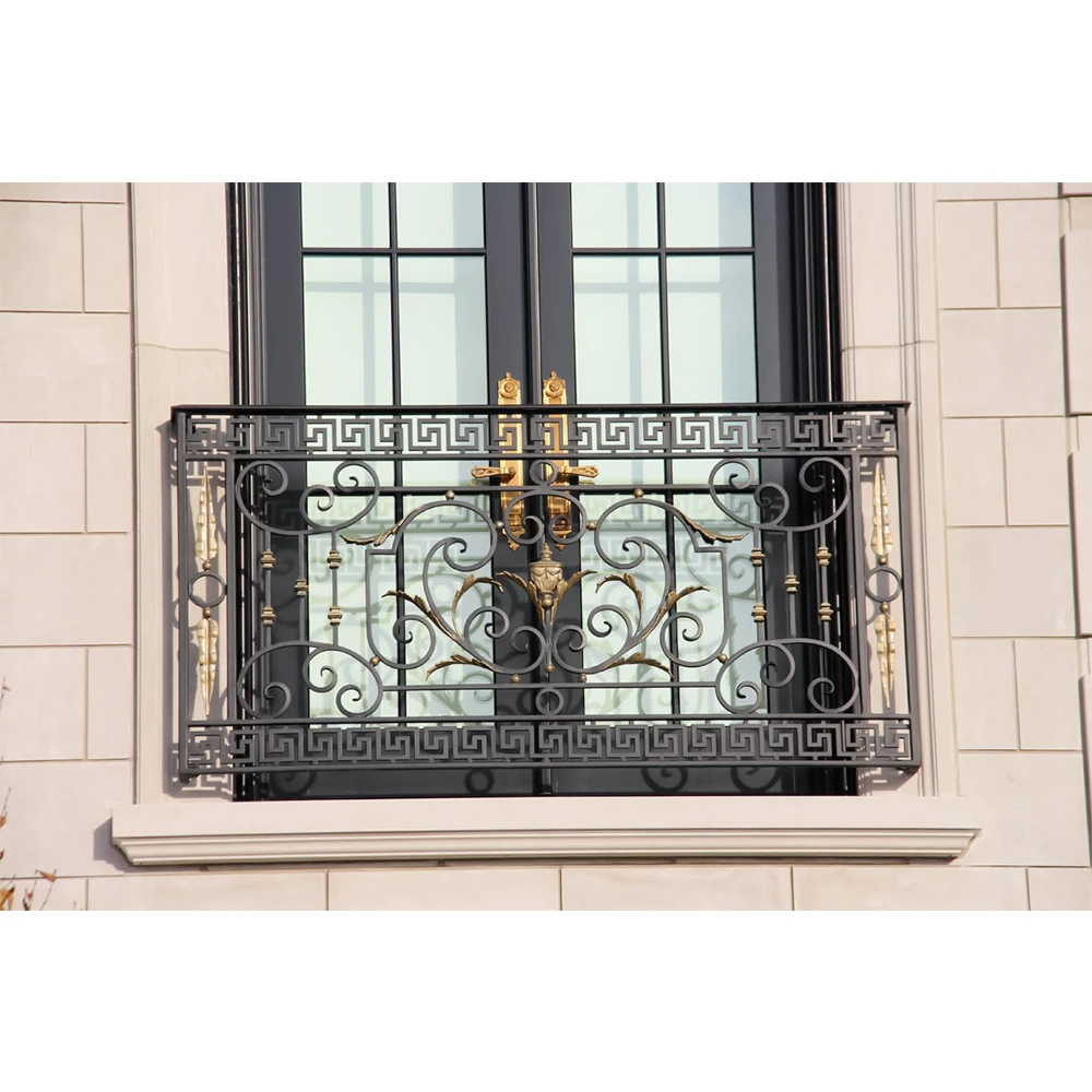 Modern House Wrought Iron Window Front Railings Juilet Style Steel Balcony Railing Black Fence Window Grills Security Bars