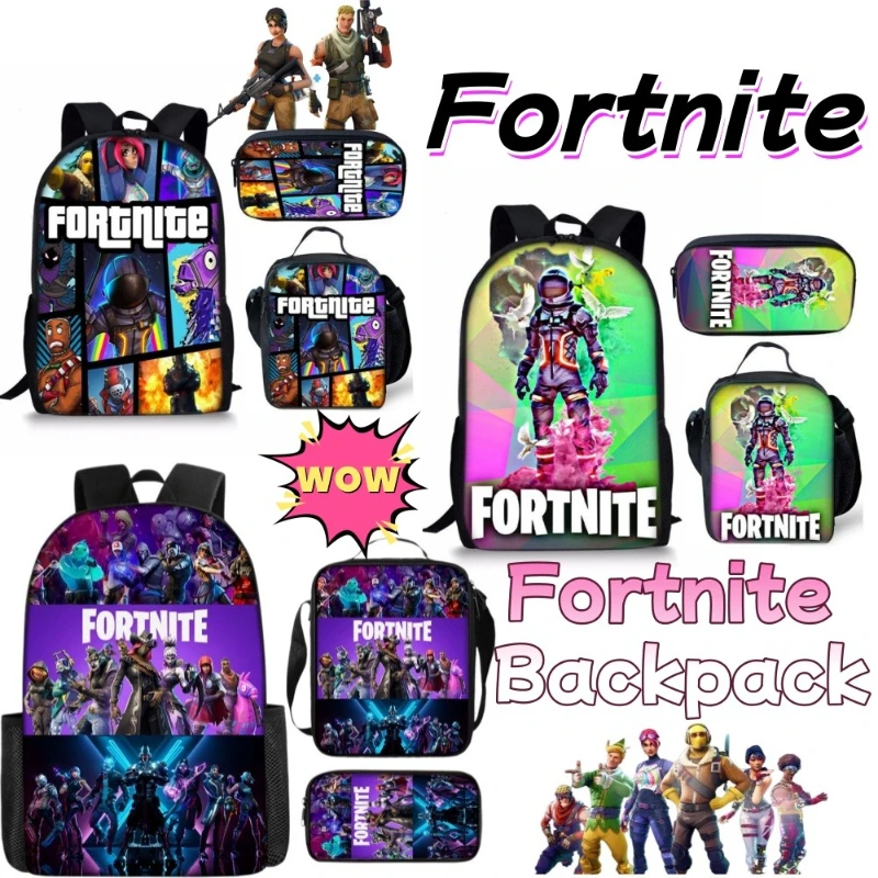 

Персонализированный студенческий рюкзак Fortnite с мультяшным принтом, сумка на два плеча, студенческий комплект из трех предметов большой вместимости, праздничный подарок