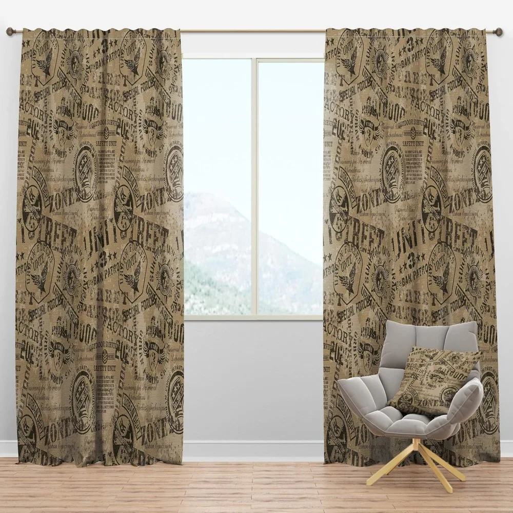 Thermal Insulated Curtains - Meadow Scene with Butterflies, Birds, and Herbs for Bedrooms and Living Rooms