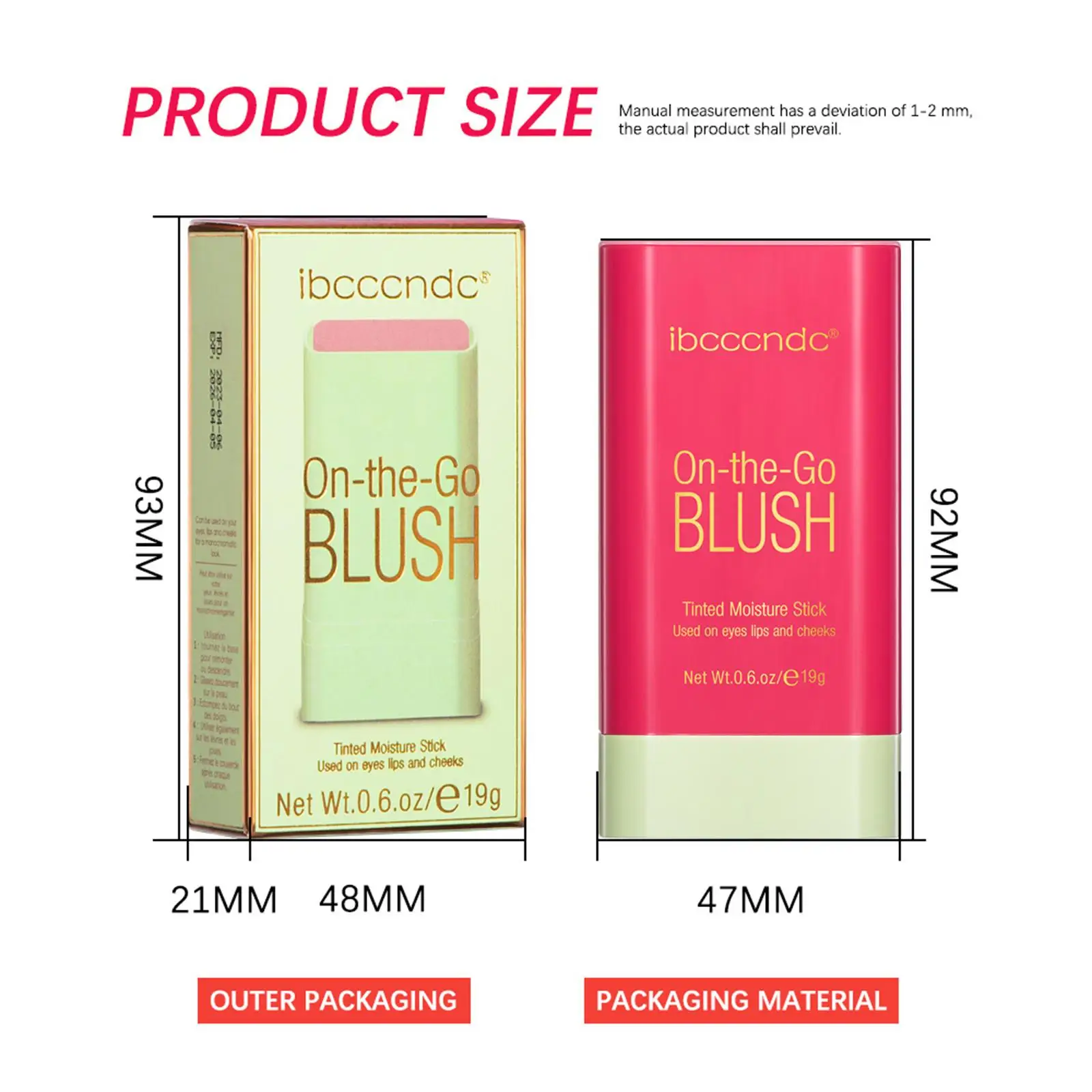 Blush Sticks Creamy Texture Waterproof Silky Smooth Cheek Tint Makeup Cosmetics for Face Beauty